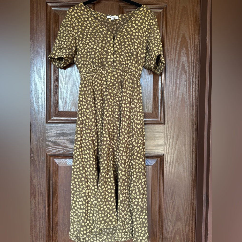 Madewell Brown Floral Midi Dress